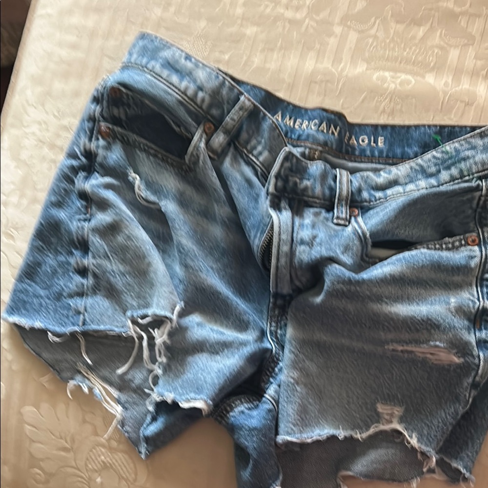 American Eagle Distressed Denim Cutoff Shorts - Light Blue